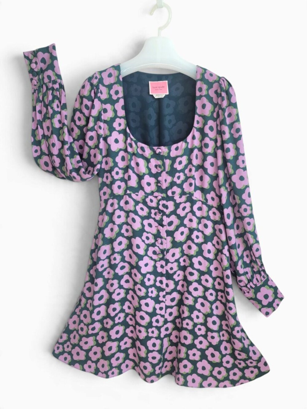 Kate Spade 10 Floral Milkmaid Mini Dress Puff Sleeve Cottagecore Fit Flare